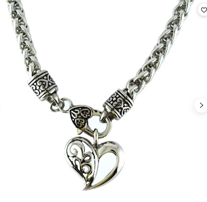 Ladies Fancy Heart Pendant Necklace Stainless Steel