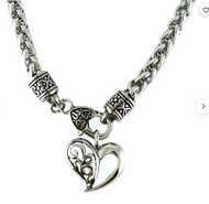 Ladies Fancy Heart Pendant Necklace Stainless Steel SP52