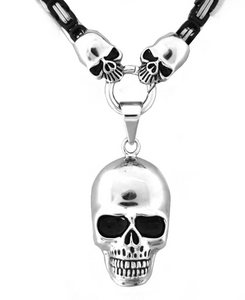 Heavy Metal Jewelry Unisex Skull Pendant Byzantine Necklace Stainless Steel