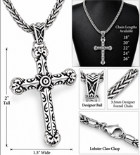 Load image into Gallery viewer, Tribal Cross Necklace Unisex Pendant &amp; Chain Unisex Religious Jewelry Stainless Steel SP59