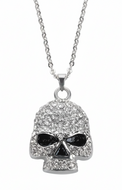 Women's Bling Skull Pendant Stainless Steel Heavy Metal Jewelry SP60