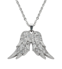 Load image into Gallery viewer, Heavy Metal Jewelry Ladies Bling Angel Wing Pendant Necklace Stainless Steel