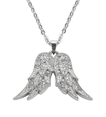 Heavy Metal Jewelry Ladies Bling Angel Wing Pendant Necklace Stainless Steel SP63