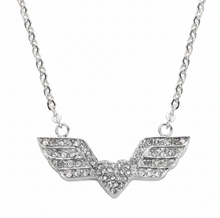 Load image into Gallery viewer, Ladies Bling Angel Wing Heart Pendant Necklace Stainless Steel Biker Jewelry SP65