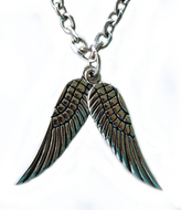Ladies Double Angel Wings Pendant on Link Chain Stainless Steel SP66