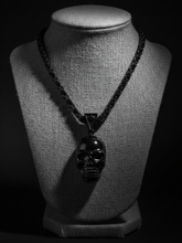 Load image into Gallery viewer, Men's Gunmetal Stainless Steel Byzantine Necklace and Large Skull SP69