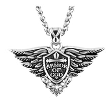 Load image into Gallery viewer, Biker Jewelry Unisex Armor of God Pendant Necklace Chain Stainless Steel Religious Jewelry