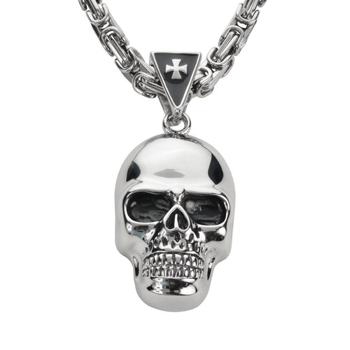 Biker Jewelry's Men's Skull Pendant Necklace Stainless Steel