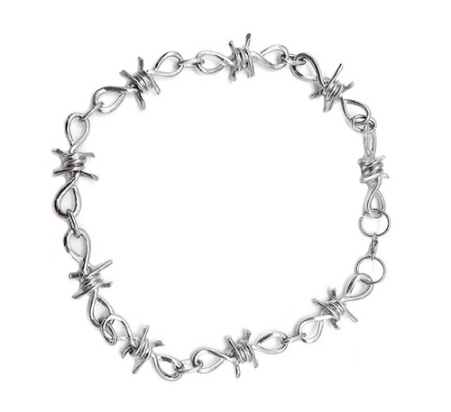 Biker Jewelry's Barbed Wire Necklace Stainless Steel