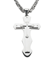 Load image into Gallery viewer, Biker Jewelry&#39;s Triple Layer Cross Pendant Necklace Stainless Steel Religious Jewelry