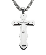 Biker Jewelry's Triple Layer Cross Pendant Necklace Stainless Steel Jewelry SP76