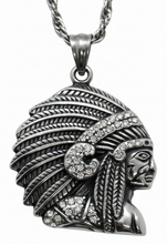 Load image into Gallery viewer, Native Chief Pendant Necklace – 4mm Rope Chain Stainless Steel <br> SP77-R