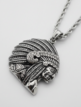 Load image into Gallery viewer, Native Chief Pendant Necklace – 4mm Rope Chain Stainless Steel <br> SP77-R