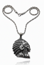 Load image into Gallery viewer, Native Chief Pendant Necklace – 4mm Rope Chain Stainless Steel <br> SP77-R