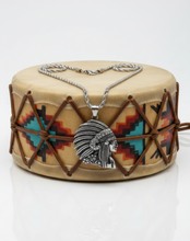 Load image into Gallery viewer, Native Chief Pendant Necklace – 4mm Rope Chain Stainless Steel <br> SP77-R