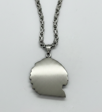 Load image into Gallery viewer, Indian Native American Chief Pendant Necklace – 4mm Byzantine Chain Stainless Steel <br> SP77-B