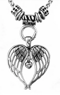 Biker Jewelry's  Ladies Angel Wing Heart Pendant Necklace Stainless Steel SP79