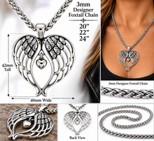 Load image into Gallery viewer, Angel Wings Heart Pendant &amp; Foxtail Chain Necklace Stainless Steel SP79