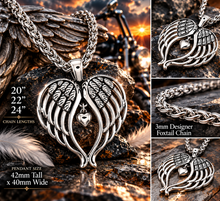 Load image into Gallery viewer, Angel Wings Heart Pendant &amp; Foxtail Chain Necklace Stainless Steel SP79
