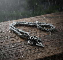 Load image into Gallery viewer, Gothic Cross Skull Pendant on 6mm Byzantine Chain Men's Necklace Stainless Steel SP7