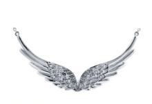 Load image into Gallery viewer, Ladies Double Angel Wing Crystal Stainless Steel Necklace Pendant
