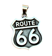 Biker Jewelry Stainless Steel Rope or Byzantine Necklace with Large Route 66 Pendant SP87