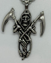 Load image into Gallery viewer, Pendant Standing Grim Reaper 3mm Rope Chain Stainless Steel