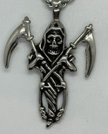 Pendant Standing Grim Reaper 3mm Rope Chain Stainless Steel