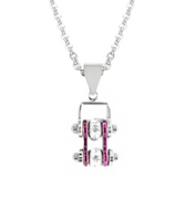 Women's Mini Motorcycle Bike Chain Pendant Chrome & Spirited Purple Stainless Steel SP99