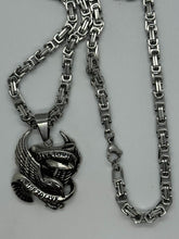 Load image into Gallery viewer, Live to Ride Ride to Live Stainless Steel Biker Pendant Byzantine Chain