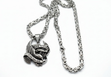 Load image into Gallery viewer, Live to Ride Ride to Live Stainless Steel Biker Pendant Byzantine Chain