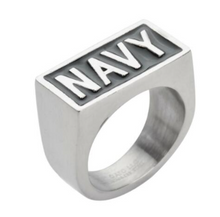 Load image into Gallery viewer, "NAVY" Signet Ring Unisex Military Ring Stainless Steel SR100