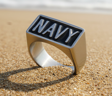 Load image into Gallery viewer, "NAVY" Signet Ring Unisex Military Ring Stainless Steel SR100