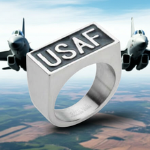 Load image into Gallery viewer, "USAF" Signet Ring Air Force Military Unisex Ring Stainless Steel SR101