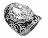 BIG Crystal Ring Ladies Stainless Steel SR103
