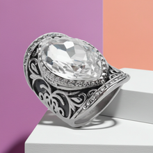 Load image into Gallery viewer, BIG Crystal Ring Ladies Stainless Steel SR103