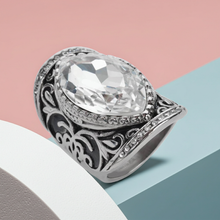 Load image into Gallery viewer, BIG Crystal Ring Ladies Stainless Steel SR103