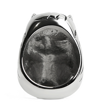 Load image into Gallery viewer, Horned Skull Ring with Bullet &amp; Red Eye Biker Ring Stainless Steel  SR107