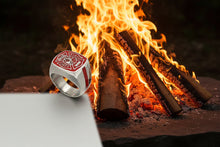 Load image into Gallery viewer, Red Firefighter's Ring Unisex Maltese Cross Stainless Steel Ring SR108