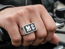 Load image into Gallery viewer, "MC" Signet Ring Silver Edition Motorcycle Club Ring Stainless Steel SR110