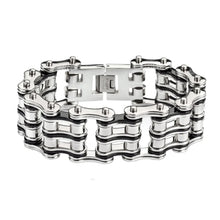 Load image into Gallery viewer, Heavy Metal Jewelry Men&#39;s Two-Tone Primary Motorcycle Bike Chain Bracelet Stainless Steel SB121
