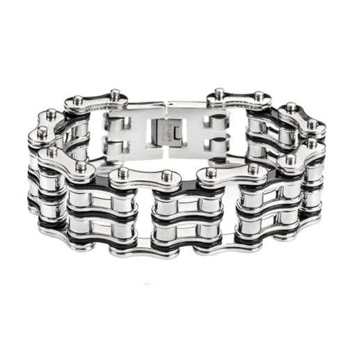 Heavy Metal Jewelry Men's Two-Tone Primary Motorcycle Bike Chain Bracelet Stainless Steel SB121