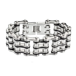 Heavy Metal Jewelry Men's Two-Tone Primary Motorcycle Bike Chain Bracelet Stainless Steel SB121