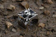 Load image into Gallery viewer, Huge Knives on Iron Cross Skull Ring Biker Stainless Steel SR122
