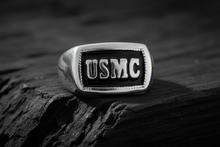 Load image into Gallery viewer, "USMC" Signet Ring Unisex Enameled USA Flag Military Ring Stainless Steel SR123