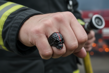 Load image into Gallery viewer, Red Line Black Skull Ring Unisex Firefighters Stainless Steel SR128