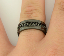 Load image into Gallery viewer, All Black Chain Spinner Ring Unisex Comfort Fit Wedding Band Stainless Steel SR129
