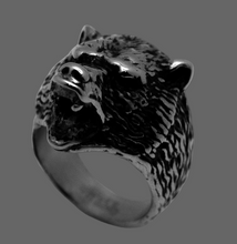 Load image into Gallery viewer, Grizzly Bear Ring Men's Biker Stainless Steel SR133