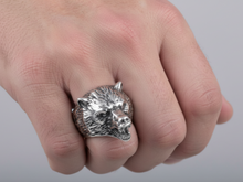 Load image into Gallery viewer, Grizzly Bear Ring Men's Biker Stainless Steel SR133