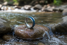 Load image into Gallery viewer, Blue Chain Spinner Ring Unisex Cuban Link Wedding Band Stainless Steel SR136